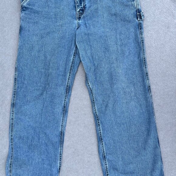 Aeropostale 90s Baggy Jeans Size 14 Regular Medium Wash Straight Leg Carpenter - Picture 2 of 7